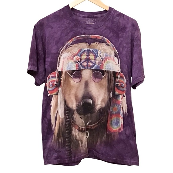 The Mountain Other - Hippie Dog Medium Men’s Unisex Groovy T Shirt Purple Tie Dye The Mountain Brand